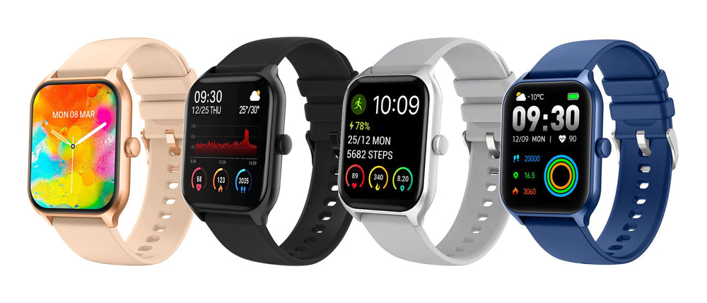 HealthWatch Series 5 in rose gold, black, gray and blue